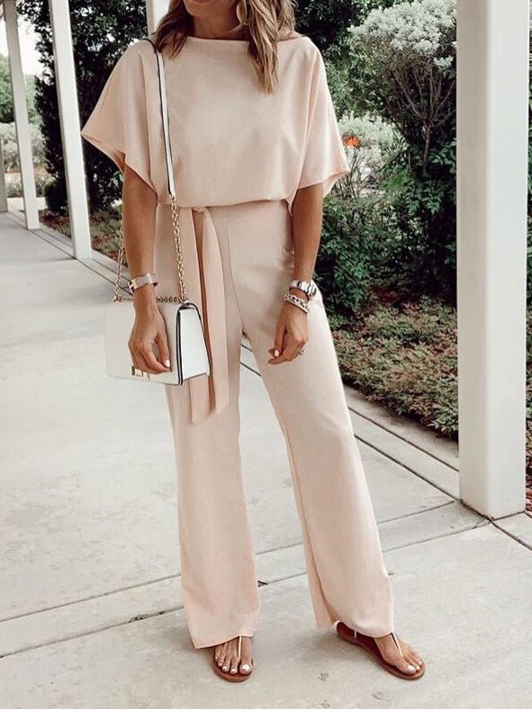 Stilla | kvinders jumpsuits løse korte Ærmer snøre jumpsuit | vanero