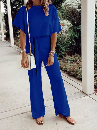 Stilla | kvinders jumpsuits løse korte Ærmer snøre jumpsuit | vanero