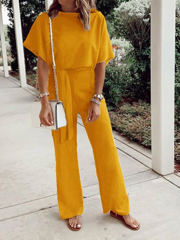 Stilla | kvinders jumpsuits løse korte Ærmer snøre jumpsuit | vanero