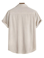 Herresæt Tekstilmateriale | Regular Fit T-Shirt & Shorts Sæt | Stribet Design til Fritidsaktiviteter & Strandbrug | Vanero