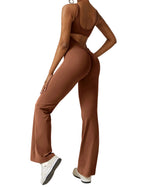 Dame Jumpsuit Polyester Elastan | Tætsiddende Pasform Jumpsuit | Rygløst Design til Fritids- og Træningsbrug | Vanero