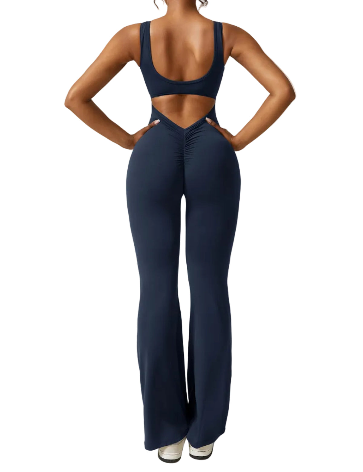 Dame Jumpsuit Polyester Elastan | Tætsiddende Pasform Jumpsuit | Rygløst Design til Fritids- og Træningsbrug | Vanero