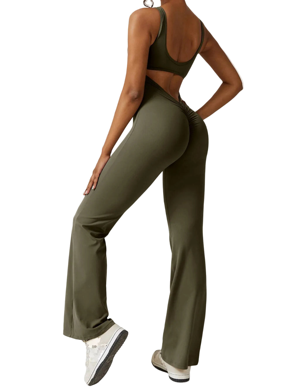 Dame Jumpsuit Polyester Elastan | Tætsiddende Pasform Jumpsuit | Rygløst Design til Fritids- og Træningsbrug | Vanero