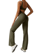Dame Jumpsuit Polyester Elastan | Tætsiddende Pasform Jumpsuit | Rygløst Design til Fritids- og Træningsbrug | Vanero