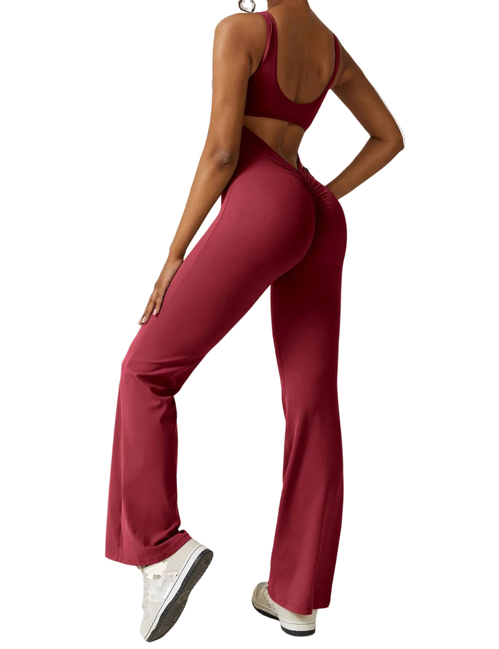 Dame Jumpsuit Polyester Elastan | Tætsiddende Pasform Jumpsuit | Rygløst Design til Fritids- og Træningsbrug | Vanero