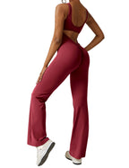 Dame Jumpsuit Polyester Elastan | Tætsiddende Pasform Jumpsuit | Rygløst Design til Fritids- og Træningsbrug | Vanero